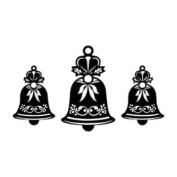 Set of Six Large Christmas Bells with Intricate Engraving Design vector