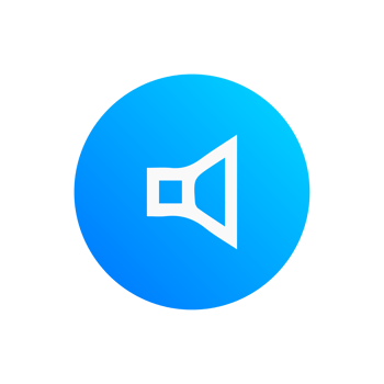 Sound speaker icon on blue gradien circle png