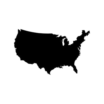 USA map with states isolated on a white background. Silhouette United States of America map illustration vector