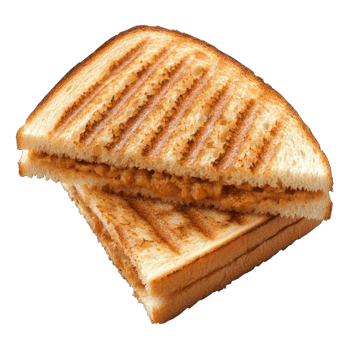 Collection of . A Toasted Sandwich with a Brown Filling, isolated on a transparency background. png