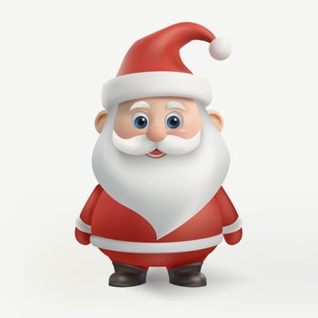 A 3D cute Santa Claus character wearing a red suit and hat, smiling warmly. This cartoon style design captures holiday cheer, featuring friendly expressions and festive gestures. Not AI. vector