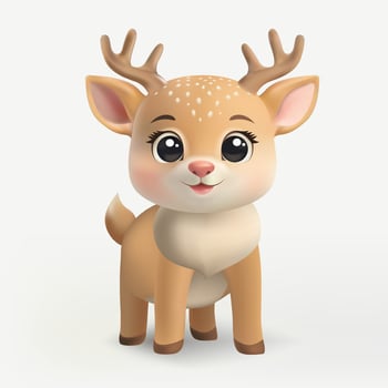 A 3D cute reindeer character with a pink nose, standing and smiling. Designed in a cartoon style, perfect for Christmas, banners, cards, winter decorations, posters, and holiday fliers. Not AI. vector