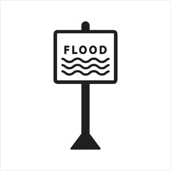 Flood icon. Flood road sign icon vector