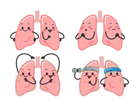 cute mascot lungs illustration. funny character of human organ. collection of lungs mascot. vector