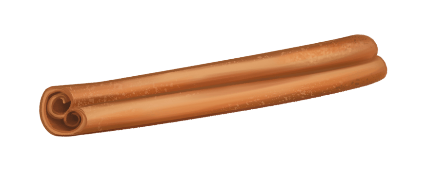 A fragrant cinnamon stick. Spices for delicious food and drinks. Cozy home decor, eco-friendly toy for a Christmas tree. Isolated illustration png