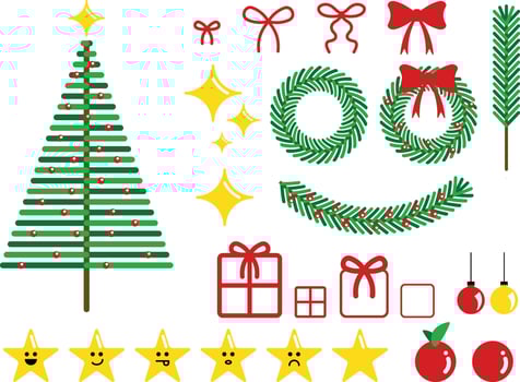 Christmas decoration set assets vector