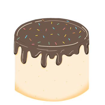 Birthday cake white white cream and choco on top. png