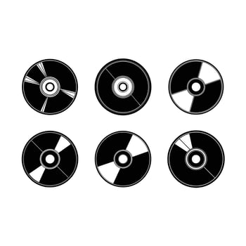 Color Disc Icon - Linocut Silhouette Design vector