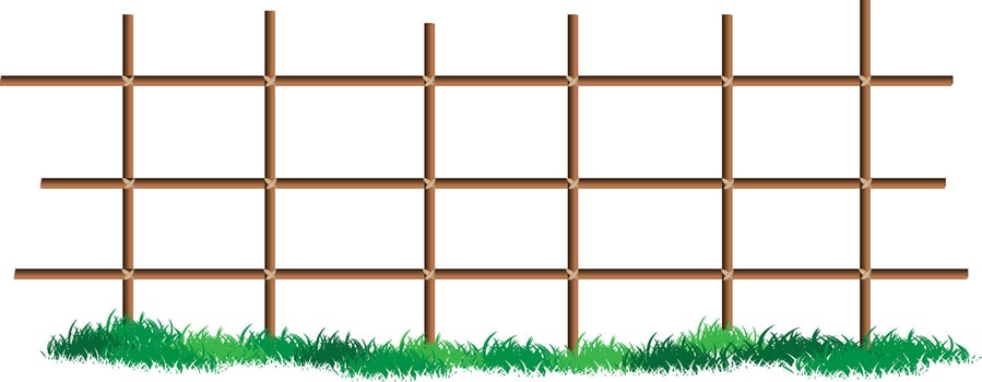 Fences isolated on white background with grass vector