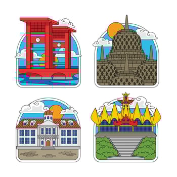 indonesia beautiful landmark illustration vector