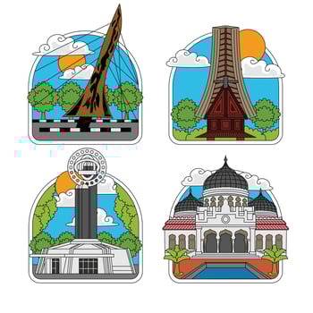 indonesia landmark of keris monument etc vector