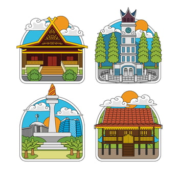 indonesia landmark of national monument etc vector