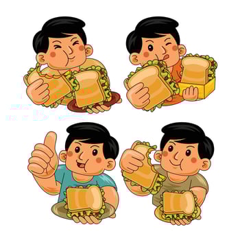 young man eating sandwich vector