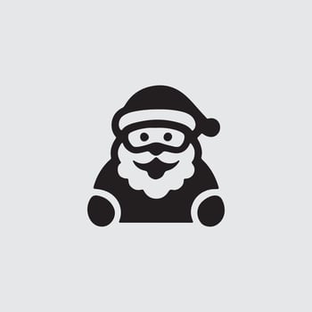 Santa Claus solid silhouette icon face head cartoon illustration vector
