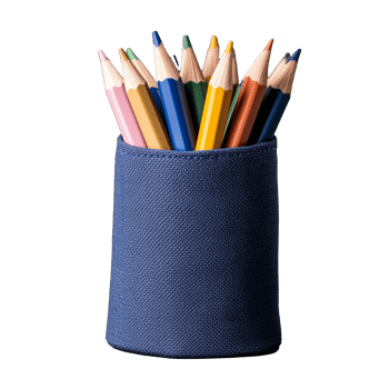 Colorful pencils in a denim holder with transparent background png