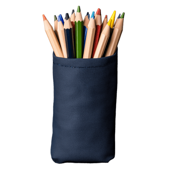 Colorful pencils in denim holder with transparent background png
