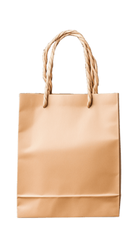 Brown paper shopping bag with handles on transparent background png