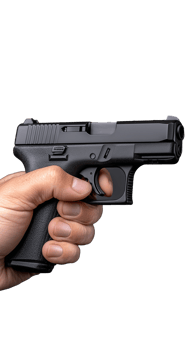 Hand Holding Black Handgun on Transparent Background png