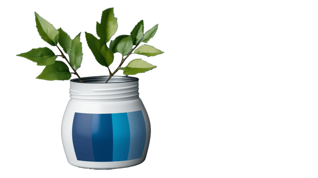 Potted plant with vibrant green leaves in a jar on a transparent background png