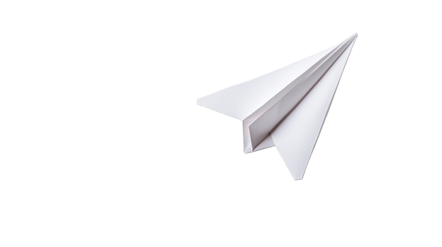 Paper airplane soaring through space with transparent background png