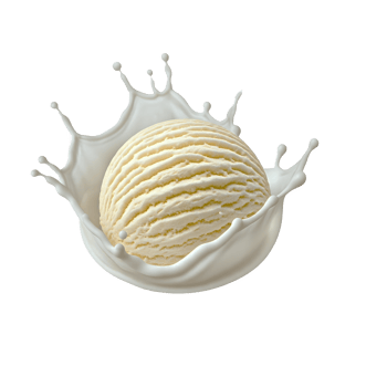 A Scoop of Vanilla Ice Cream Surrounded by a Splash of Milk png