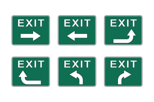 Emergency Exit Sign Set on a Green Background vector