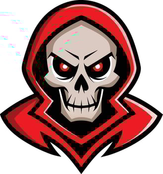 A red skull with a hood on his head vector