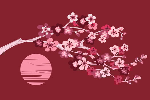 Horizontal branch of cherry blossoms vector