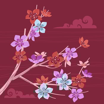 A blossoming sakura cherry blossom branch vector