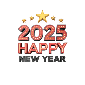 3d texting 2025 Happy New Year transparent background png