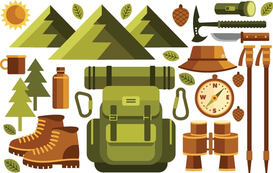 Hiking Elements Illustration vector