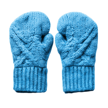 Two knit mittens with a colorful pattern png