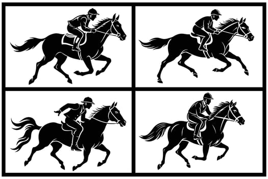 Riding horse silhouette, isolated vector