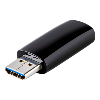 Black USB Flash Drive with Metal Connector and Glossy Finish png