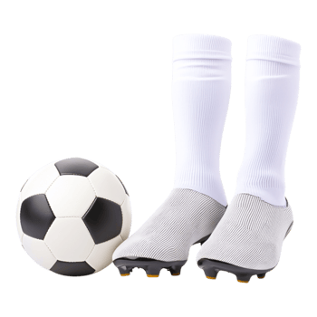 White Soccer Socks and Cleats with Classic Black and White Ball png