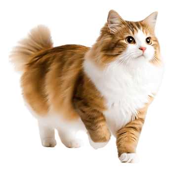 Elegant Long-Haired Cat with Fluffy Tail in Playful Stance png