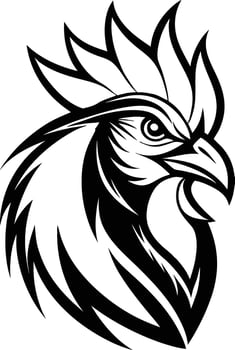 Bold Tribal Rooster Head Design vector