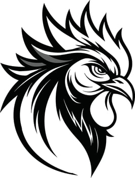 Rooster Head Tribal Ornament vector