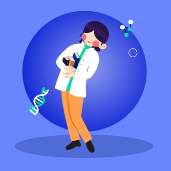 Scientist woman or doctor with her book vector
