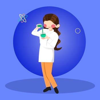 Scientist woman illustration with long hair vector