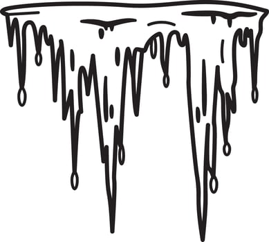 Icicle hanging icon in hand drawn style vector