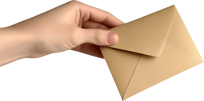 hand holding envelope on transparent background png