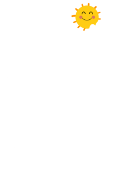 A cartoon sun and clouds in the sky png