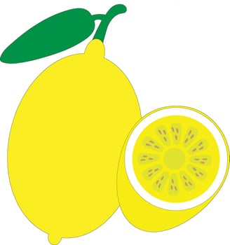 Fresh lemon with leaf's isolated on white background vector