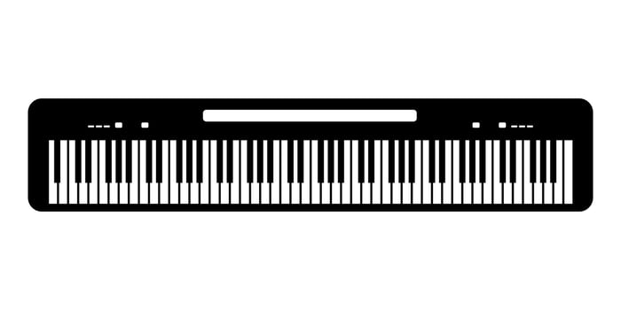simple black and white piano illustration vector