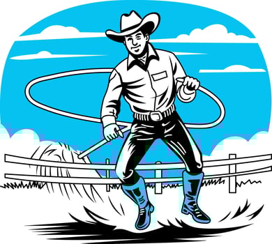 Cowboy with rope and lasso vector