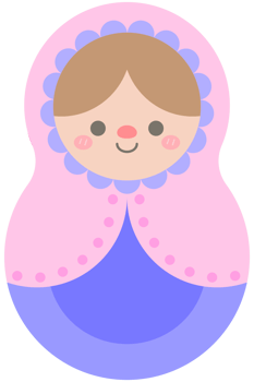 Hand Drawn Cute Matryoshka Russian Dolls Pink headscarf png