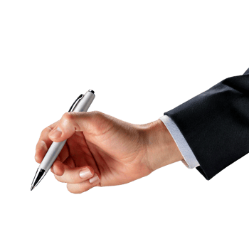 a hand is holding a pen and writing png