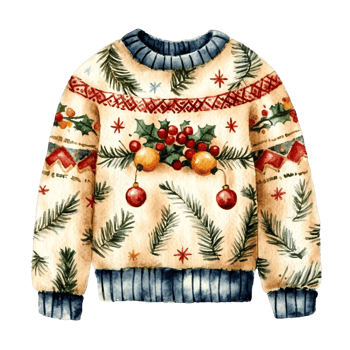 Festive Christmas Sweater Design Winter Holiday Apparel Cozy Knitwear Illustration png