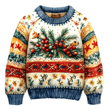 Festive Fair Isle Christmas Jumper Winter Holiday Sweater Design png